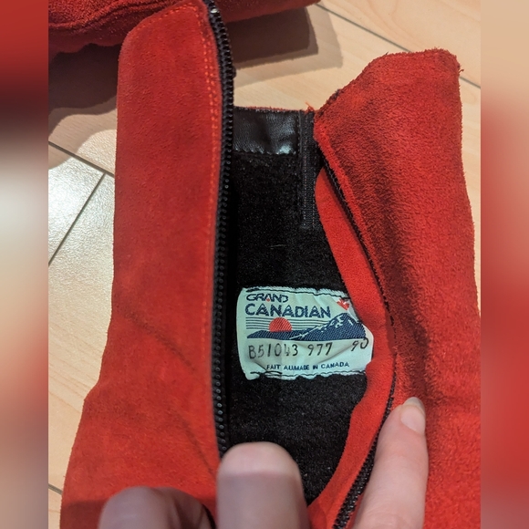 Vintage Red Fringe Suede Ankle Boots - Picture 7 of 9